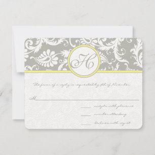 Gult & Grått Damask OSA kort- Silver Cloud Kort