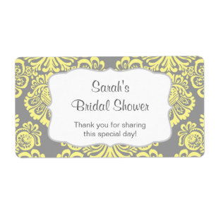 Gult Grått Damask-Vattenflaska - anpassa den! Fraktsedel