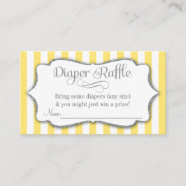 Gult Grått Diaper Raffle Baby Shower Card Silver Tilläggskort