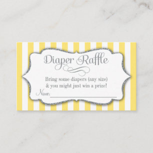Gult Grått Diaper Raffle Baby Shower Card Silver Tilläggskort