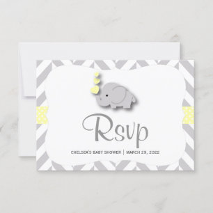 Gult & Grått Elephant Baby Shower - OSA Kort