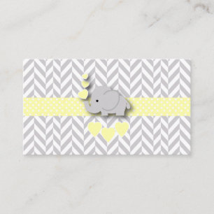 Gult Grått Elephant Baby Shower Raffle Tilläggskort