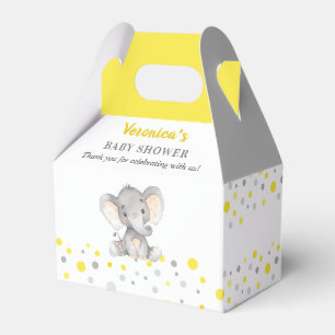 Gult Grått Elephant Polka Dot Neutralt Baby Showe Presentaskar