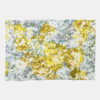 Gult grått färg-blomman mönster kökshandduk