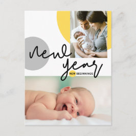 Gult Grått Färg, nyårsfoto Baby Vykort