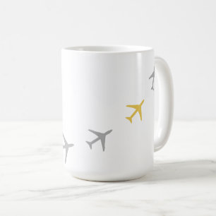 Gult Grått Flygplan Flygplan Aviation Fly Airways Kaffemugg