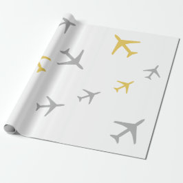 Gult Grått Flygplan Flygplan Aviation Fly Airways Presentpapper