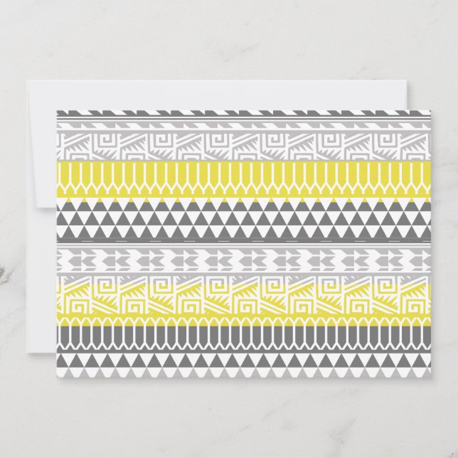 Gult Grått Geometric Aztec Tribal Print Mönster (Framsida)