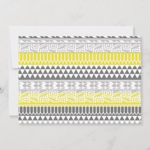 Gult Grått Geometric Aztec Tribal Print Mönster