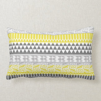 Gult Grått Geometric Aztec Tribal Print Mönster Lumbarkudde