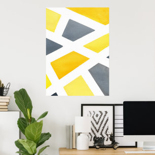 Gult Grått Geometric Poster