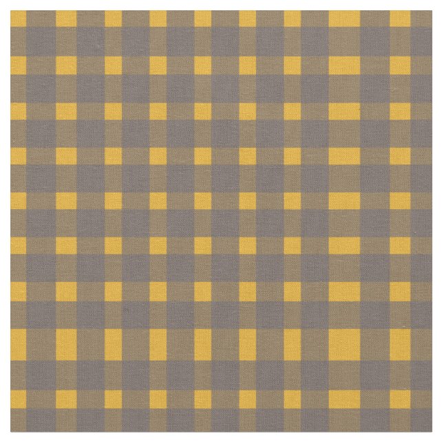 Gult Grått Gingham Mönster Tyg (Närbild)
