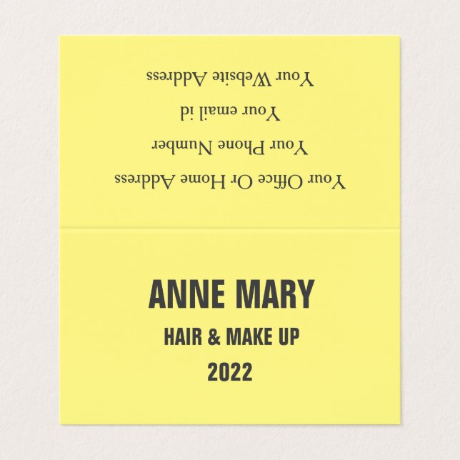 Gult Grått Grått Beauty Hair Salon 2022 Visitkort (Utsida ovikt)