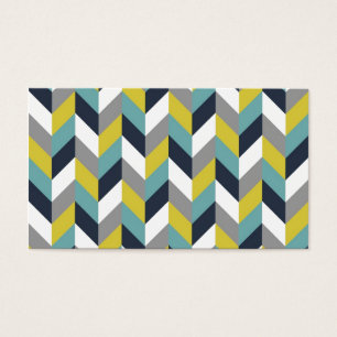 Gult Grått Grönt Blue Navy Herringbone Chevron Visitkort