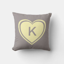 Gult Grått Heart Monogram Alla hjärtans dag