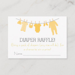Gult & Grått Little Clothes Diaper Raffle Biljett Tilläggskort