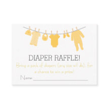 Gult & Grått Little Clothes Diaper Raffle Biljett