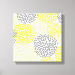 Gult Grått modern dahlia-blommar väggkonst Canvastryck