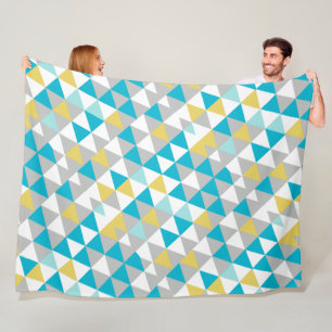 Gult Grått Modern Mint Abstrakt Triangle Mönster Fleecefilt