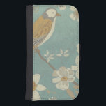 Gult, Grått och Beige Bird Perched på Gren Plånboksfodral För Samsung Galaxy S4<br><div class="desc">Chariklia Zarris är känd för sin abstrakt konst biet. I teckning av en fågels profil på en blå tealbakgrund fångade hon fåglarnas enkelhet. De vita blommorna ger en romantisk beröring. Anpassa Zazzle-favoritprodukten med den här vackra bilden.</div>