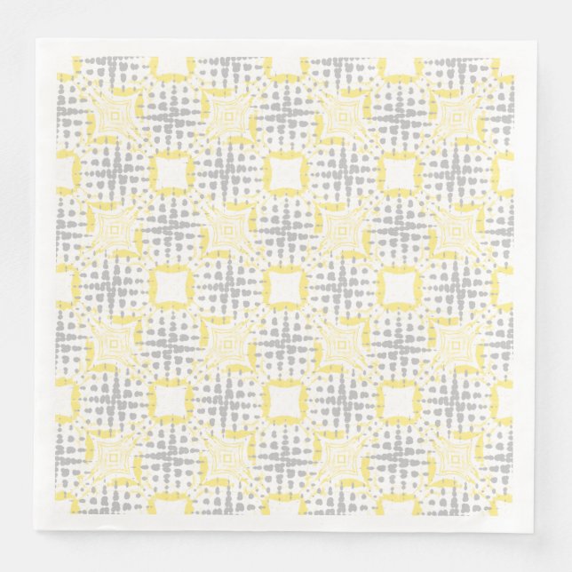 Gult, Grått och vit seismisk Vinkarare Mönster Pappersservett (Framsida)