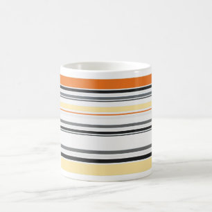 Gult, Grått, Orange, Cream Retro Stripe Mugg