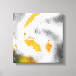 Gult grått orange grönt, vit svart abstrakt pic canvastryck