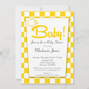Gult Grått Retro 50s Middag Baby Shower-inbjudan Inbjudningar