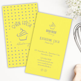 Gult Grått Text Dots Cupcoa Bakery Visitkort
