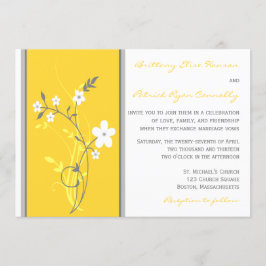 Gult, Grått, vit Blommigt, bröllopsinbjudan Inbjudningar