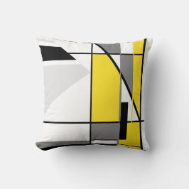 Gult Grått White Black Abstrakt Geometric Mosaic Kudde