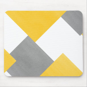 Gult Grått White Geometric Musmatta