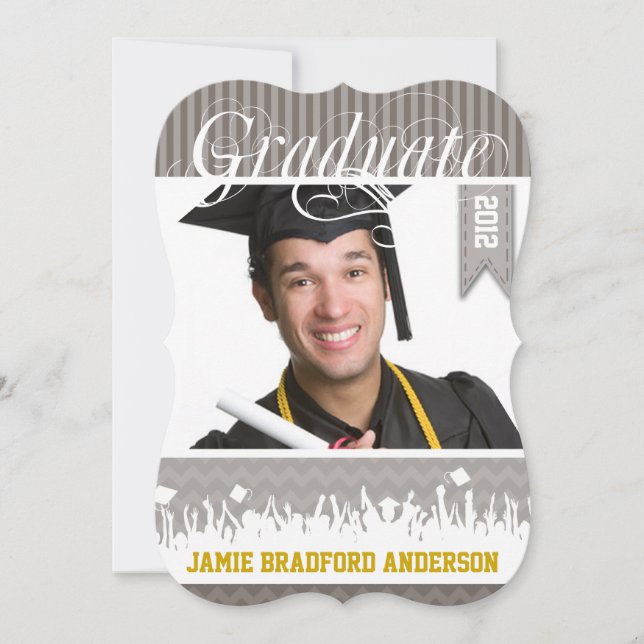 Gult Grått Zig Zag Senior Bild, klass Meddelande (Framsida)