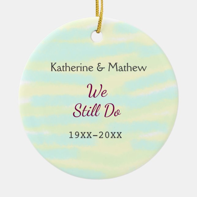 Gult Greenpastel Vow förnyelse av årsdagen för vat Julgransprydnad Keramik (Framsidan)