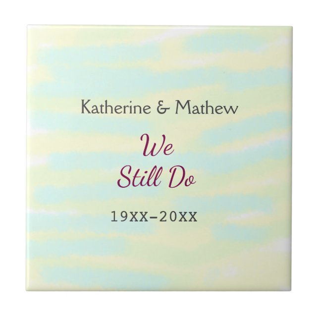 Gult Greenpastel Vow förnyelse av årsdagen för vat Kakelplatta (Framsidan)