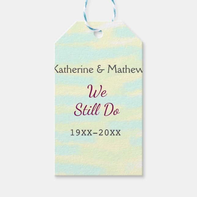 Gult Greenpastel Vow förnyelse av årsdagen för vat Presentetikett (Framsidan)