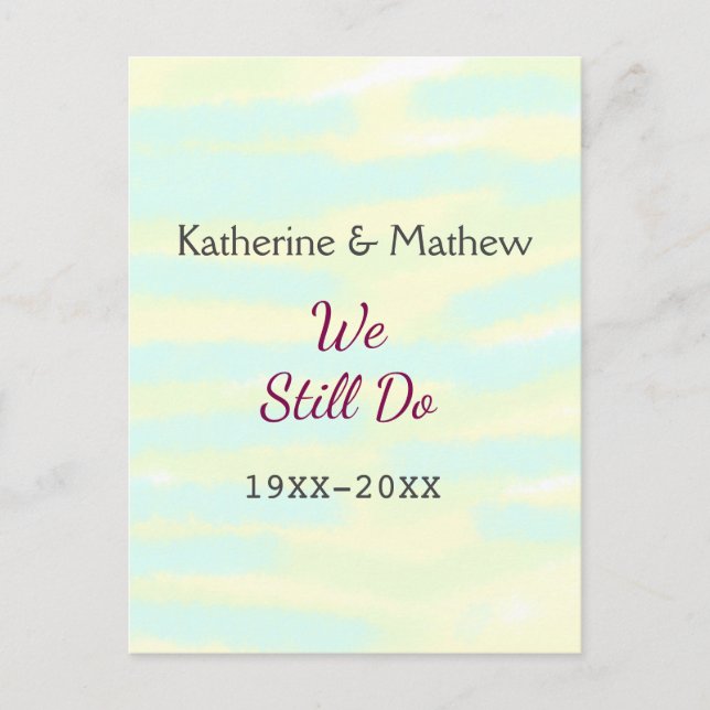 Gult Greenpastel Vow förnyelse av årsdagen för vat Vykort (Framsida)