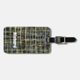 Gult Grid Linjer Art Mönster Bagagebricka