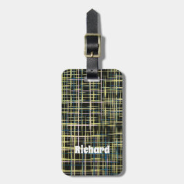 Gult Grid Linjer Art Mönster Bagagebricka