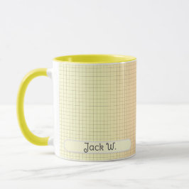 Gult Grid Mönster Snyggt Modern Anpassningsbar Mug Mugg