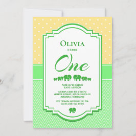 Gult Grönt 1:a födelsedag Party Inbjudningar