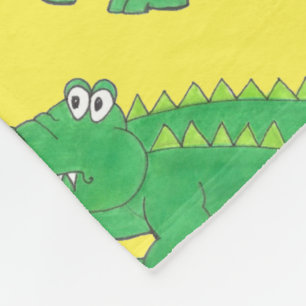 Gult Grönt Alligator Crokodile Gator Croc Animal Fleecefilt