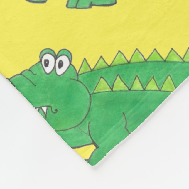 Gult Grönt Alligator Crokodile Gator Croc Animal Fleecefilt (Hörn)