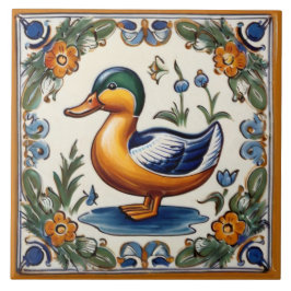 Gult Grönt Anka European People Animal Art Kakelplatta