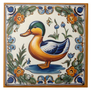 Gult Grönt Anka European People Animal Art Kakelplatta