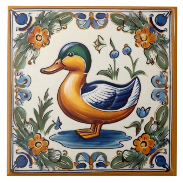 Gult Grönt Anka European People Animal Art Kakelplatta (Framsidan)