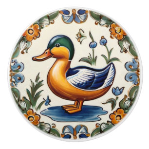 Gult Grönt Anka European People Animal Art Knopp