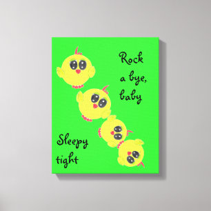Gult Grönt Baby Bird Canvastryck