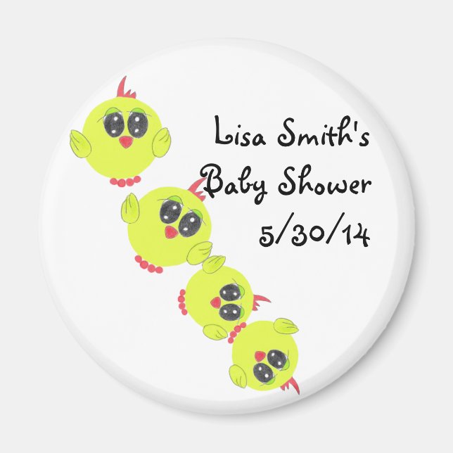 Gult Grönt Baby Bird Magnet (Framsidan)