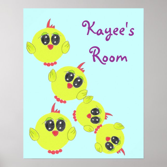 Gult Grönt Baby Bird Poster (Framsidan)